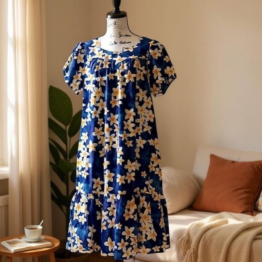 Royal Hawaiian Creations Blue Muumuu Dress Size Large